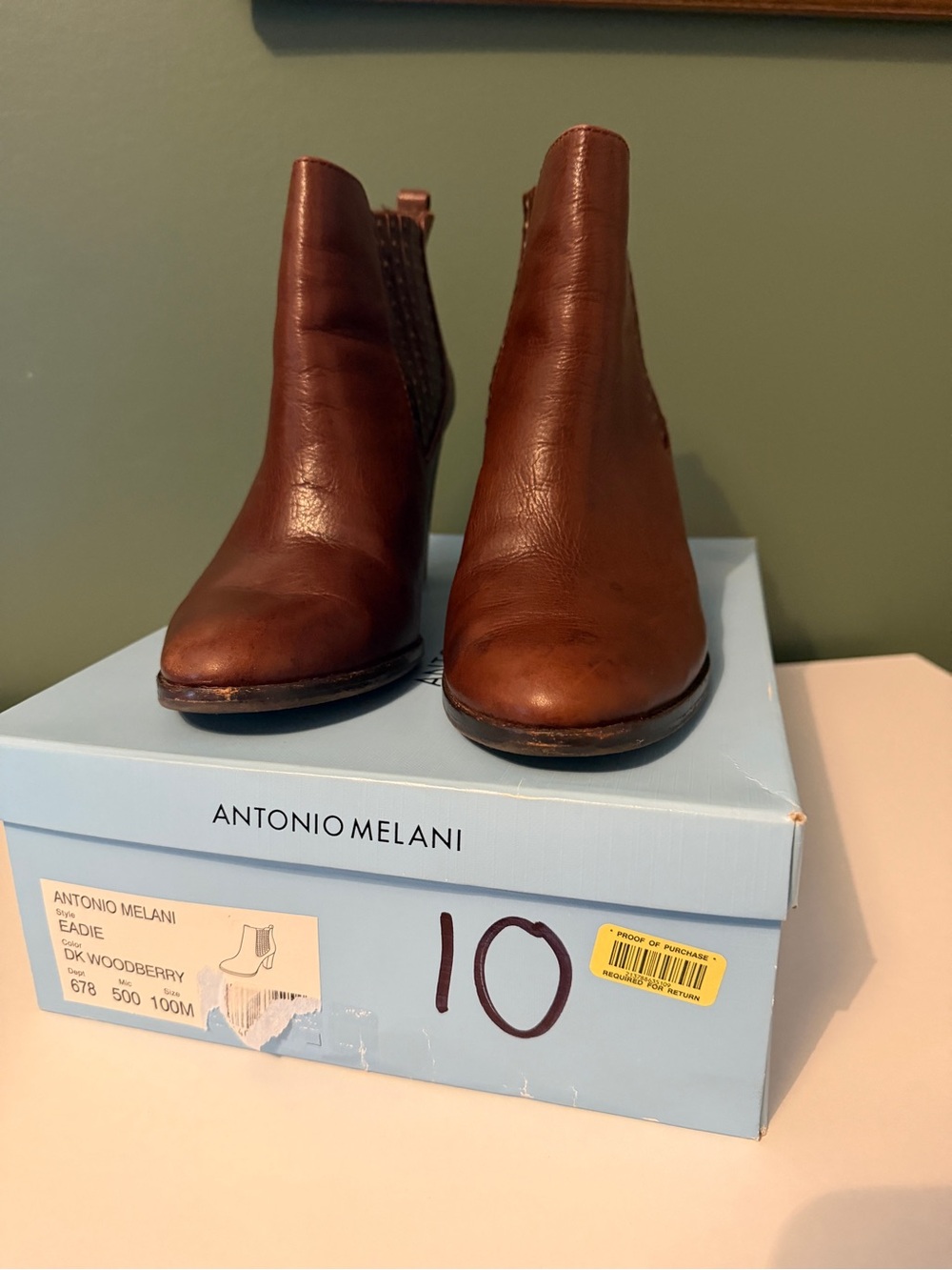 ANTONIO MELANI Dark Woodberry Eadie - Leather Chelsea Ankle Boots